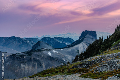 Purple sky over The Table, Garibaldi