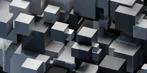 A Group of Floating Cubes Suspended in Midair 3d render illustration