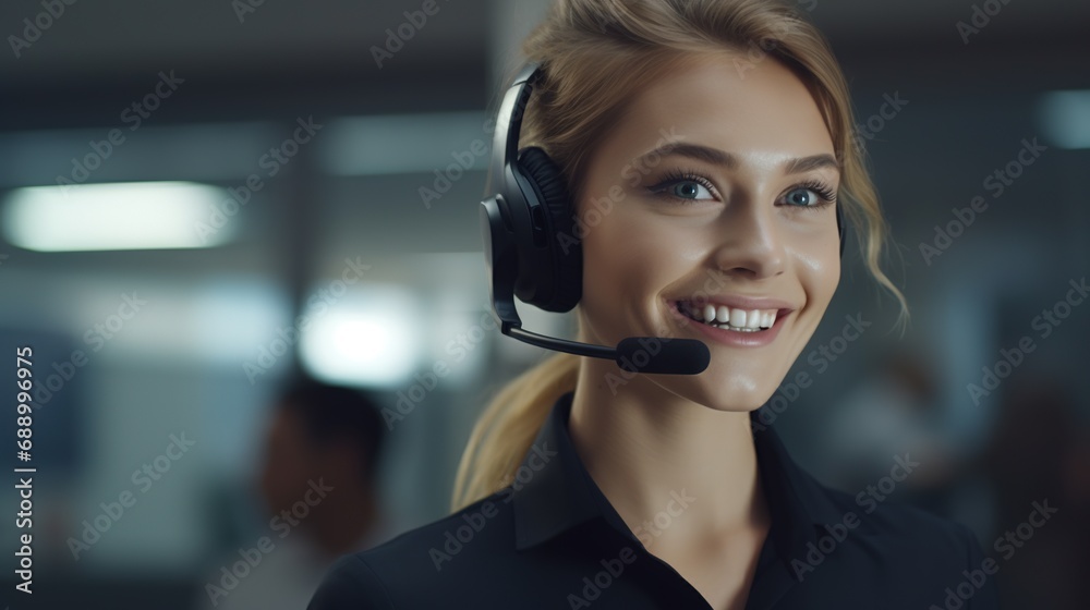 Happy Woman as Customer Service Representative Employee, Customer Needs, Help Desk
Happy Woman as Customer Service Representative Employee, Customer Needs, Help Desk