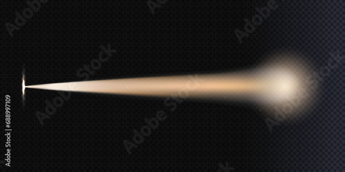 Flashlight beam directed on the wall realistic vector illustration. photo