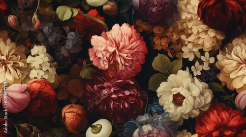Vintage botanical flower seamless wallpaper, vintage pattern for floral print digital background, texture © bedaniel