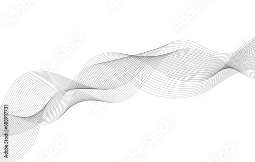 Lines for the Background. Black Stripes on a White Background. Curved Wavy Line, Smooth Stripe. © VectorStockStuff