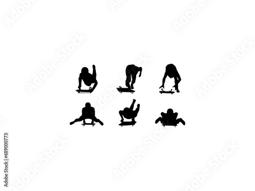 Set of Skeleton Sport Silhouette in various poses isolated on white background
