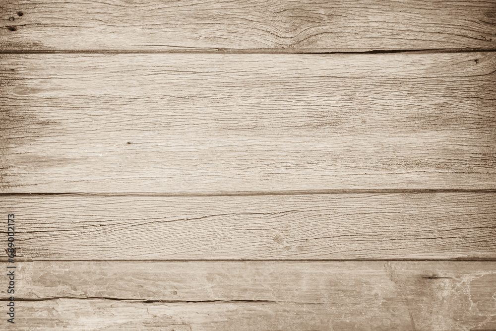 Fototapeta premium Wood plank brown texture background surface with old natural pattern. Barn wooden wall antique cracking furniture weathered rustic vintage peeling wallpaper. Summer organic decoration with hardwood.