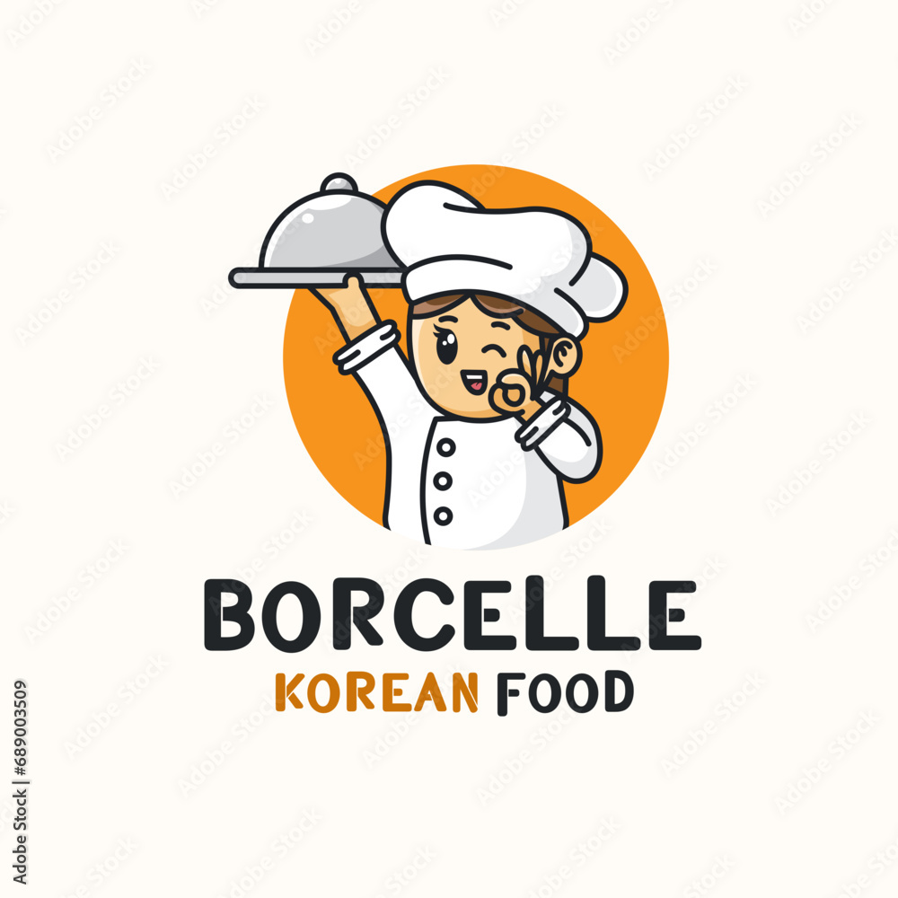 Neutral Simple Korean Food Logo Design 