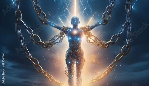 Breaking Chains: Triumph over mental challenges. A visual journey of resilience, empowerment, and breaking free from obstacles. Mental strength in every stroke