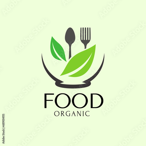 Green Simple Food Organic Logo Design 