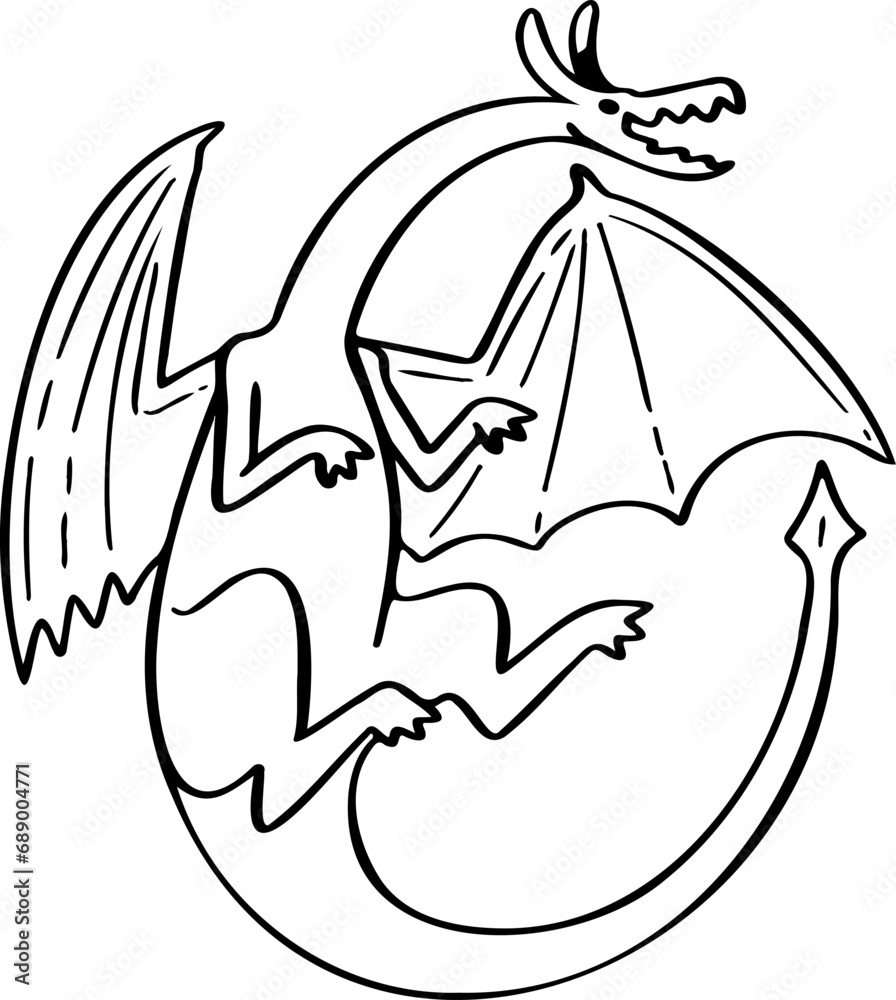 hand drawn dragon illustration. hand drawn dragon illustration.