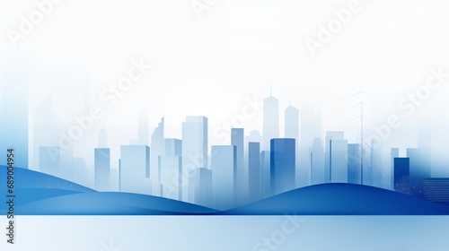 Real estate blue modern building silhouettes on white neutral background as a banner