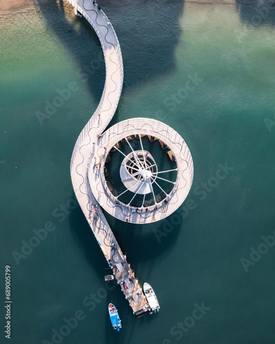 aerial view of a pier 