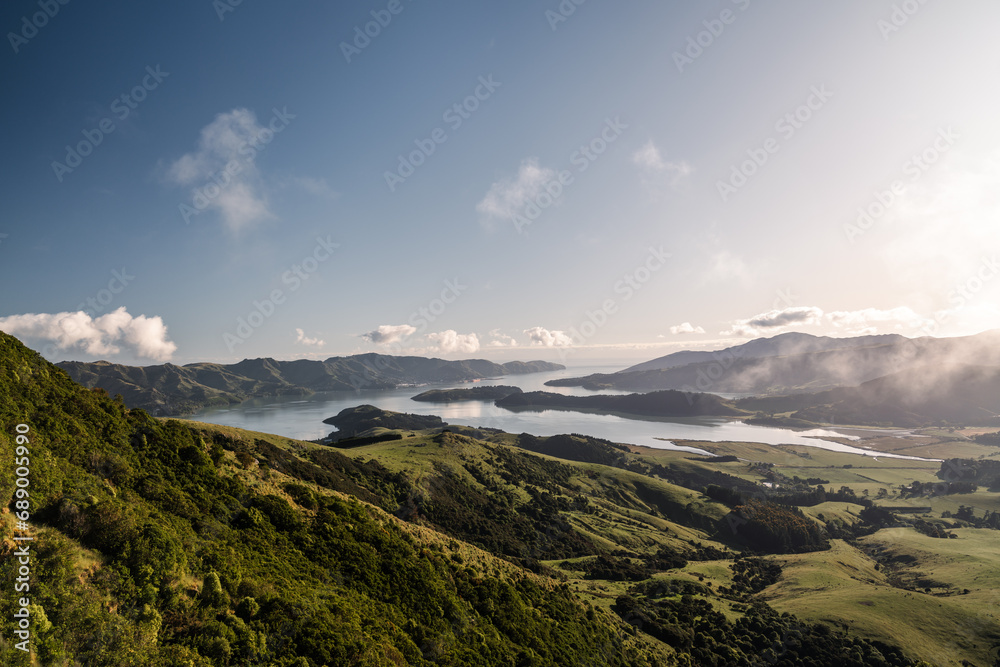 Mountain view in new zealand during sunrise