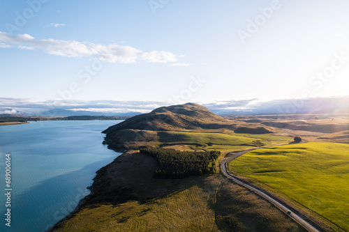 aeriel view of lake in new zealand photo