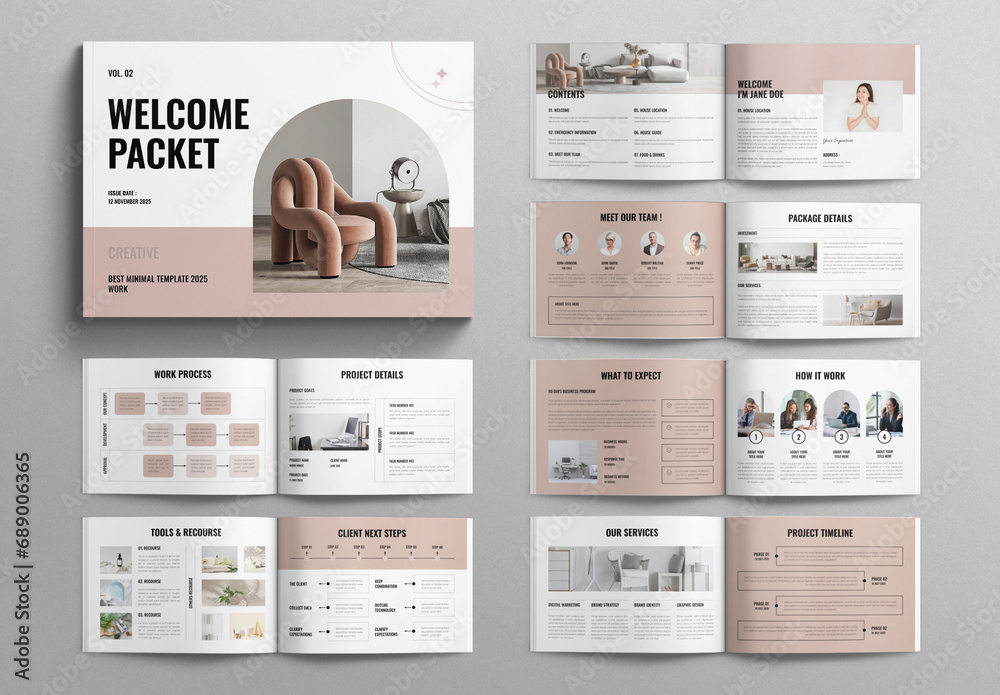Packet Layout Design Modelo de Welcome Packet Template Design Layout Landscape do Stock ...