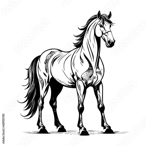 black and white horse silhouette isolated on white  horse mascot  isolated on white background  horse Black illustration 