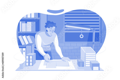 Man Working Till Late Hours