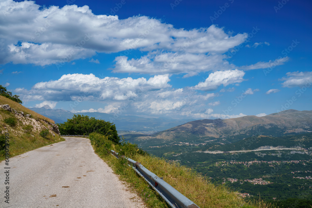 Summer landscape along the road Provinciale Amiternina, Abruzzo, Italy