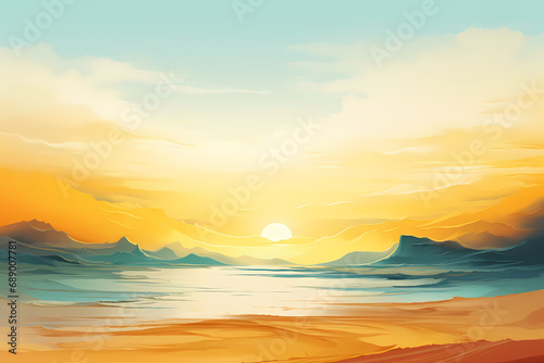 painting art of sunset on the beach
