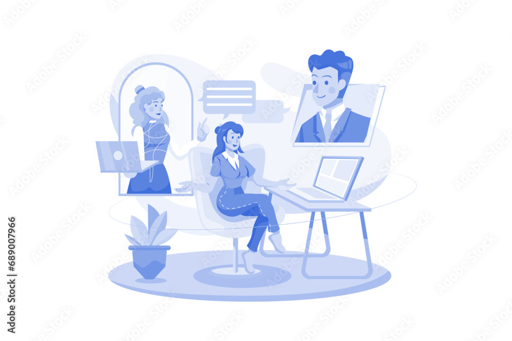 Online Meeting Illustration concept on white background Online Meeting Illustration concept on white background