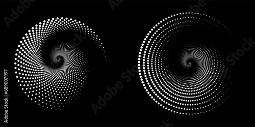 Halftone circular dotted frame set. Circle dots isolated on white background. Logo design element for medical, care, cosmetics. Round the border using halftone circle dots modern