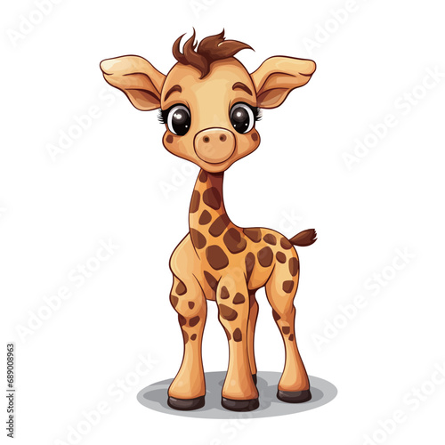 Cute cartoon giraffe on a white background. Vector illustration.