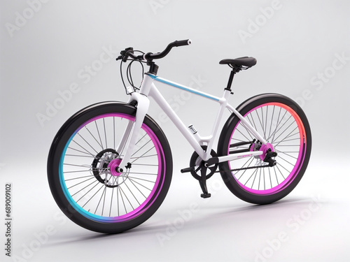 Colorful bicycle isolated on an gradient color background. 3d rendering.