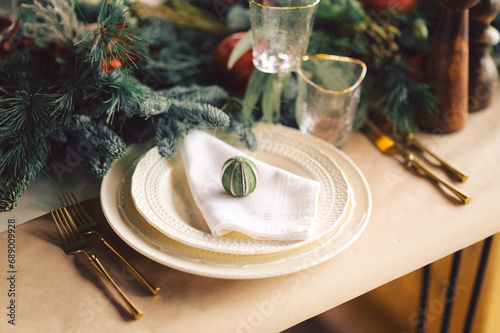 christmas table setting photo