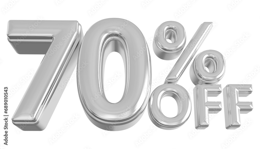 70 percent off sale discount silver - 3d number percent render 70 percent off sale discount silver - 3d number percent render