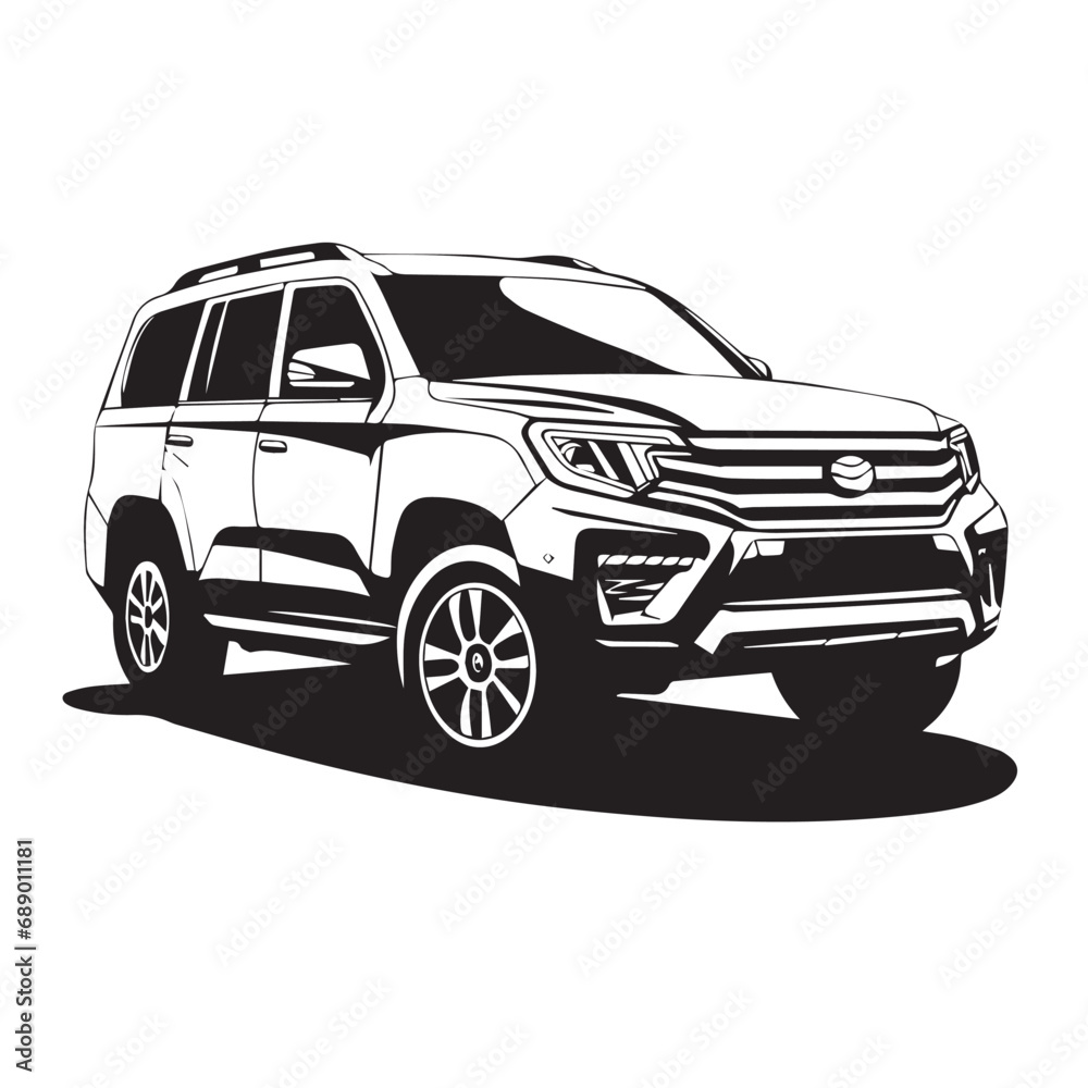SUV in cartoon, doodle style. Isolated 2d vector illustration in logo, icon style, Eps 10, black and white. AI Generative SUV in cartoon, doodle style. Isolated 2d vector illustration in logo, icon style, Eps 10, black and white. AI Generative