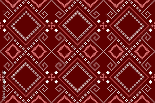 Red traditional ethnic pattern paisley flower Ikat background abstract Aztec African Indonesian Indian seamless pattern for fabric print cloth dress carpet curtains and sarong