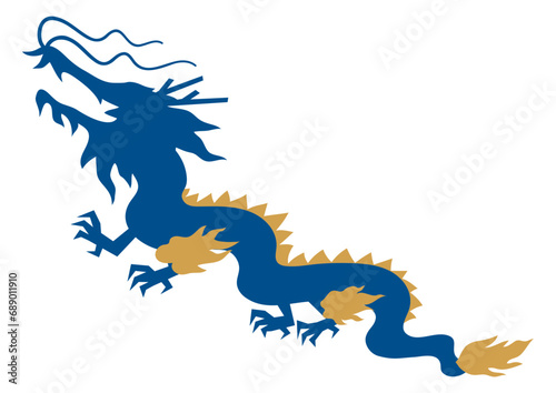 シンプルな竜のシルエット、辰年の年賀状素材 © メガネ