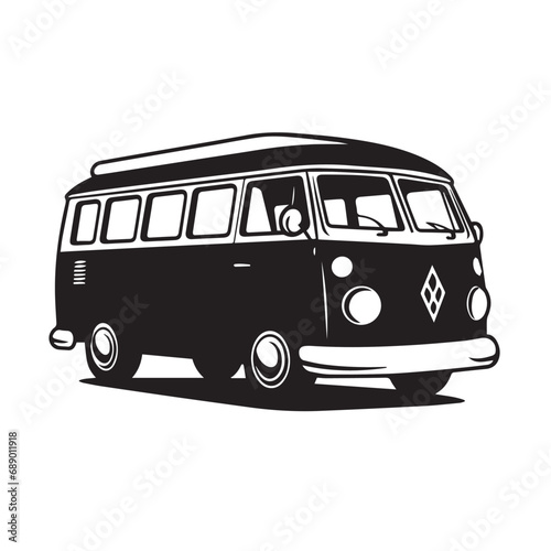 VAN in cartoon, doodle style. Isolated 2d vector illustration in logo, icon style, Eps 10, black and white. AI Generative