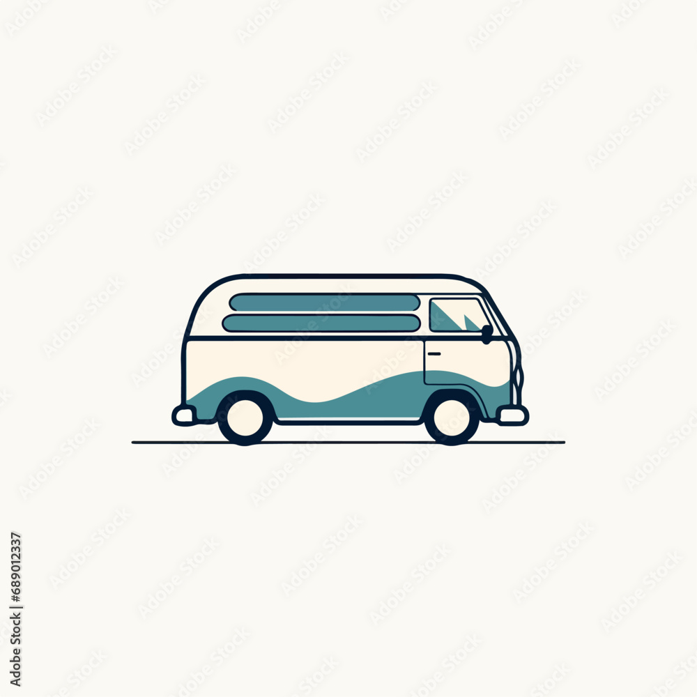 VAN in cartoon, doodle style. Isolated 2d vector illustration in logo, icon style, Eps 10. AI Generative