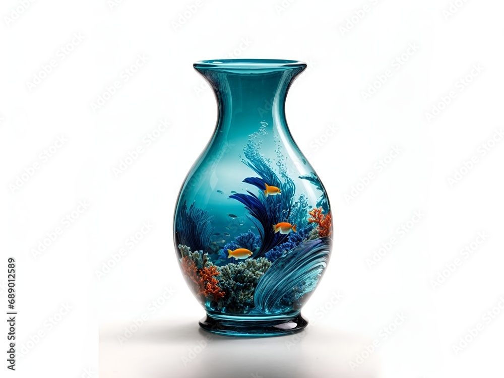 A jar with a dynamic, flowing ocean scene A jar with a dynamic, flowing ocean scene