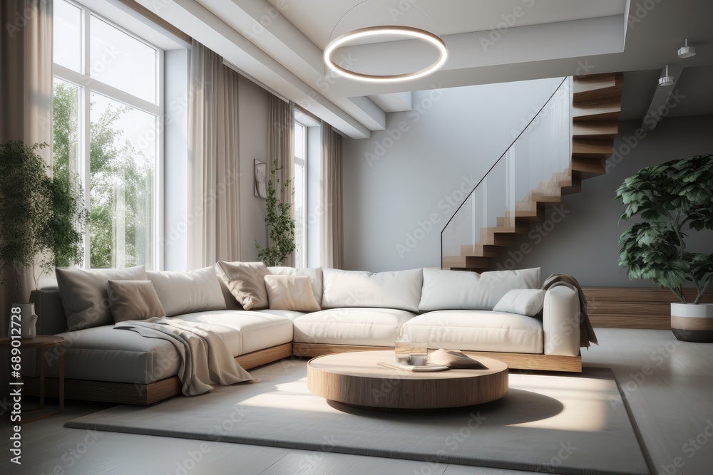 White living room with a modern minimalist interior. White living room with a modern minimalist interior.