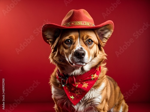 a dog character with a Cowboy Hat