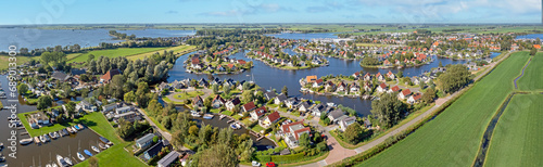 Aerial panorama from the traditional town Terherne in Friesland the Netherlands photo