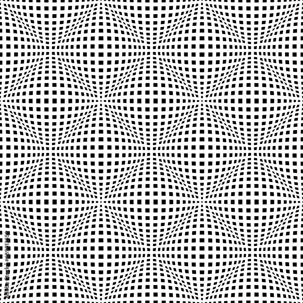 Abstract Seamless Geometric Op Art Pattern with 3D Illusion Effect.