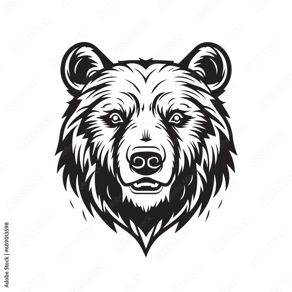 Bear in cartoon, doodle style. Isolated 2d vector illustration in logo, icon, sketch style, Eps 10, black and white. AI Generative