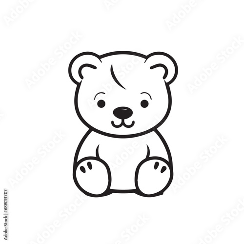 Bear in cartoon  doodle style. Isolated 2d vector illustration in logo  icon  sketch style  Eps 10  black and white. AI Generative