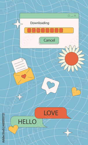 Vaporwave ig post templates for social media. Abstract retro 80s 90s aesthetic groovy backgrounds with old computer user interface, dialog window and nostalgic elements.
