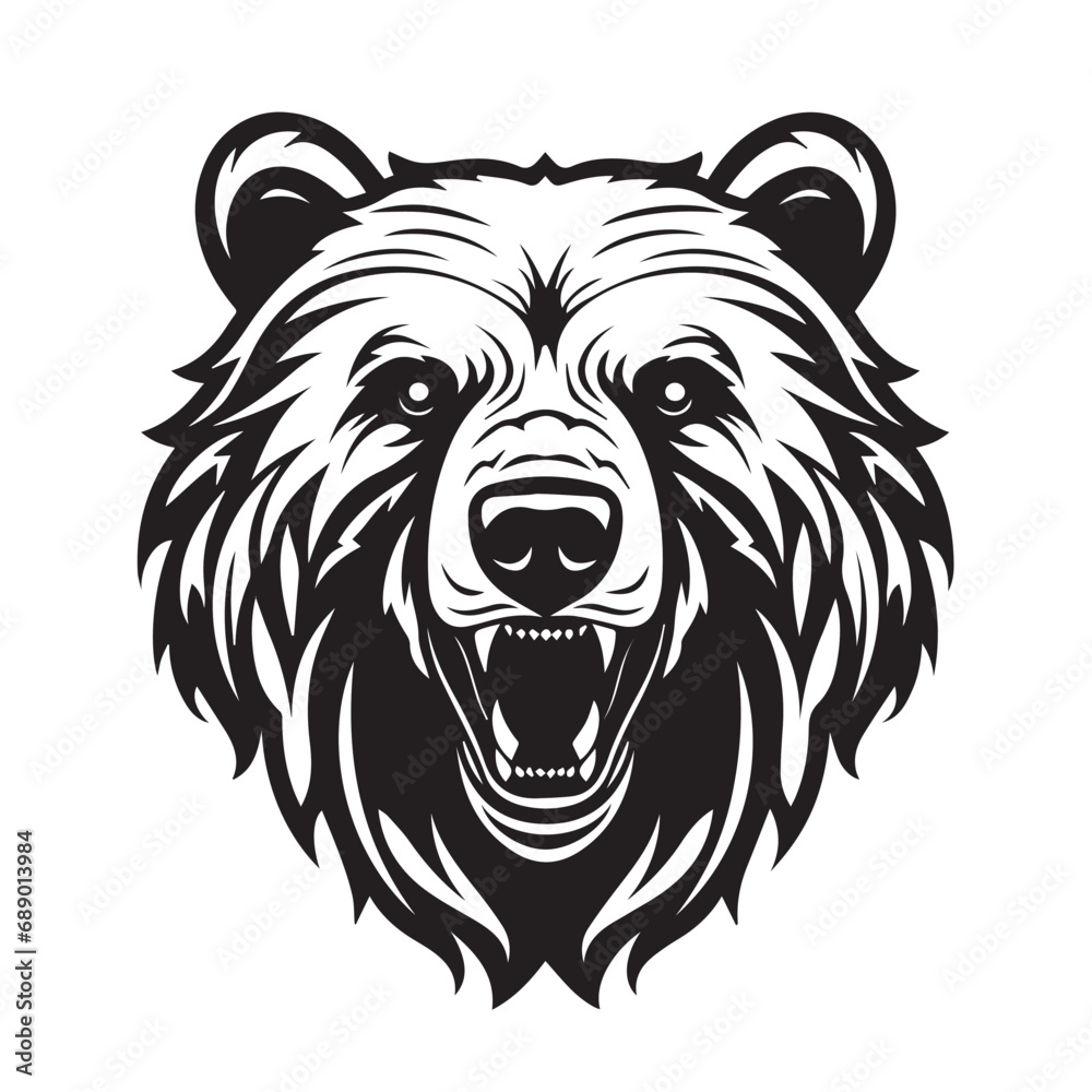 Fototapeta premium Bear in cartoon, doodle style. Isolated 2d vector illustration in logo, icon, sketch style, Eps 10, black and white. AI Generative