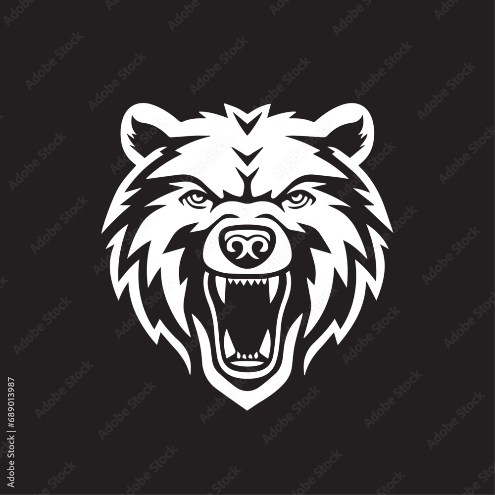 Bear in cartoon, doodle style. Isolated 2d vector illustration in logo, icon, sketch style, Eps 10, black and white. AI Generative