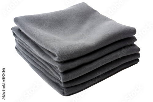 Stack of Folded Gray Fleece Blankets Isolated on White background