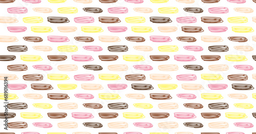 Small dash seamless pattern Dotted lines texture. Candi chocolate color vector hatching doodle organic shapes. Short line dashes Brush hand drawn random strokes Fashion retro print design Illustration