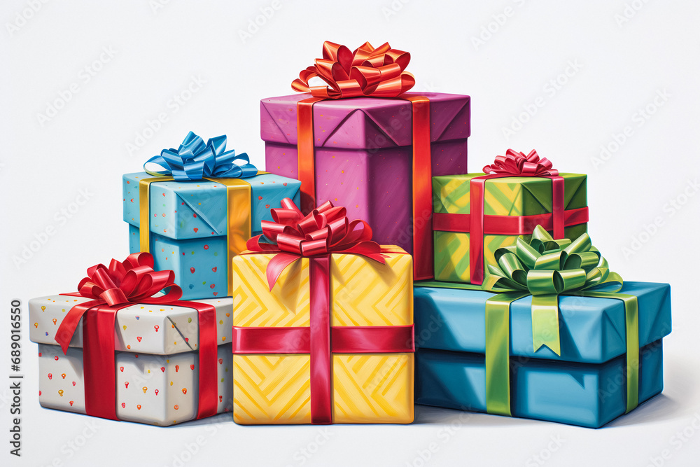 Group of Christmas gifts on a white background. Group of Christmas gifts on a white background.