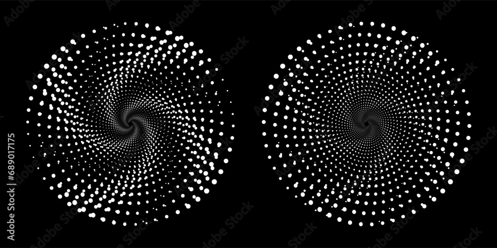 Halftone circular dotted frame set. Circle dots isolated on white background. Logo design element for medical, care, cosmetics. Round the border using halftone circle dots arts