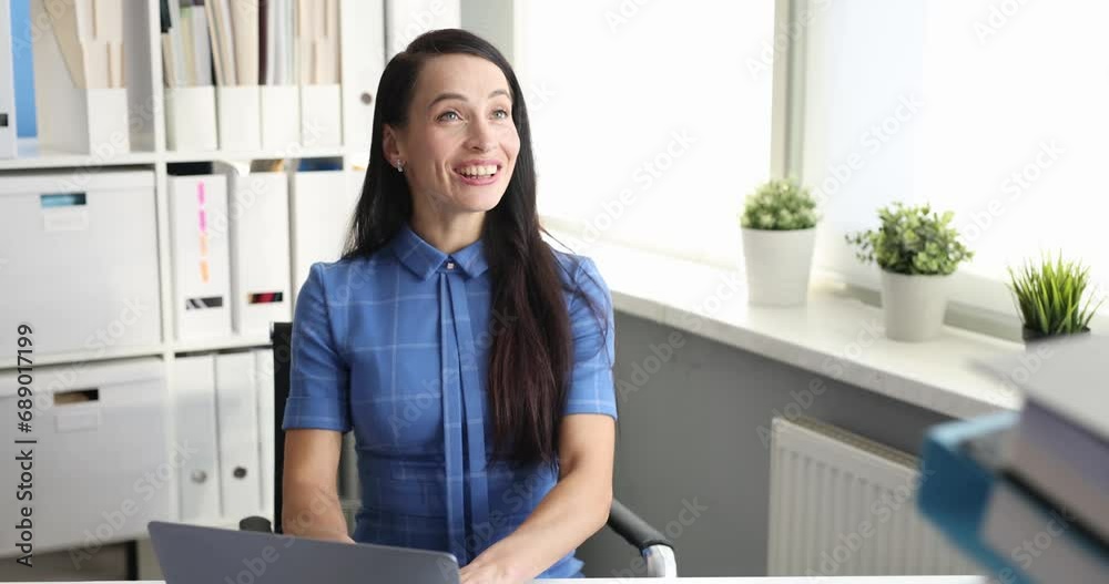 Manager brings many folders to young woman secretary to work with documents. Successful teamwork concept Manager brings many folders to young woman secretary to work with documents. Successful teamwork concept