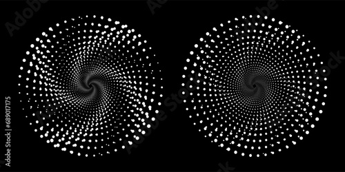 Halftone circular dotted frame set. Circle dots isolated on white background. Logo design element for medical, care, cosmetics. Round the border using halftone circle dots arts