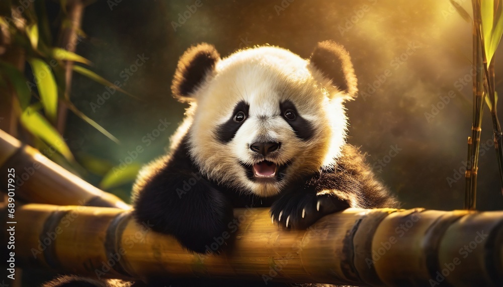 Panda Baby Macro Shot - obrazy, fototapety, plakaty 