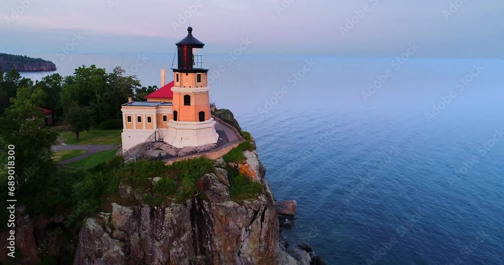 Split Rock Lighthouse Drone Flyover Great Lake Shoreline Navagation Minnesota Split Rock Lighthouse Drone Flyover Great Lake Shoreline Navagation Minnesota